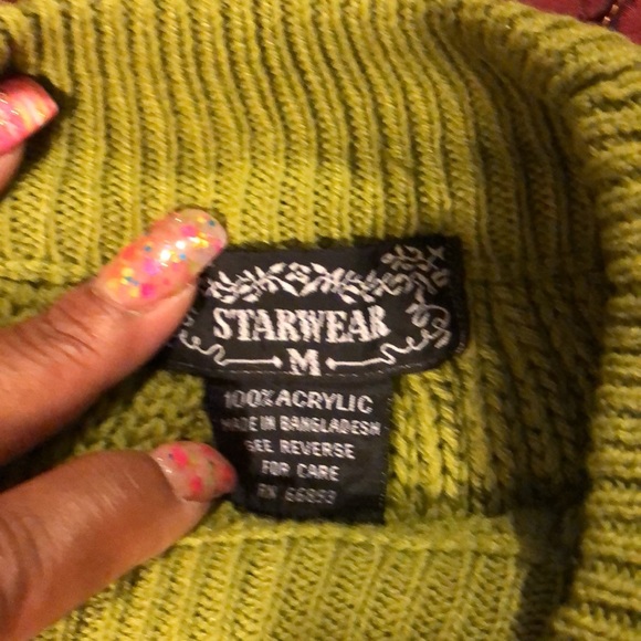 MOVING SALE NO HAGGLING STARWEAR MEDIUM PULLOVER LIME GREEN 100% ACRYLIC SWEATER - Picture 6 of 7